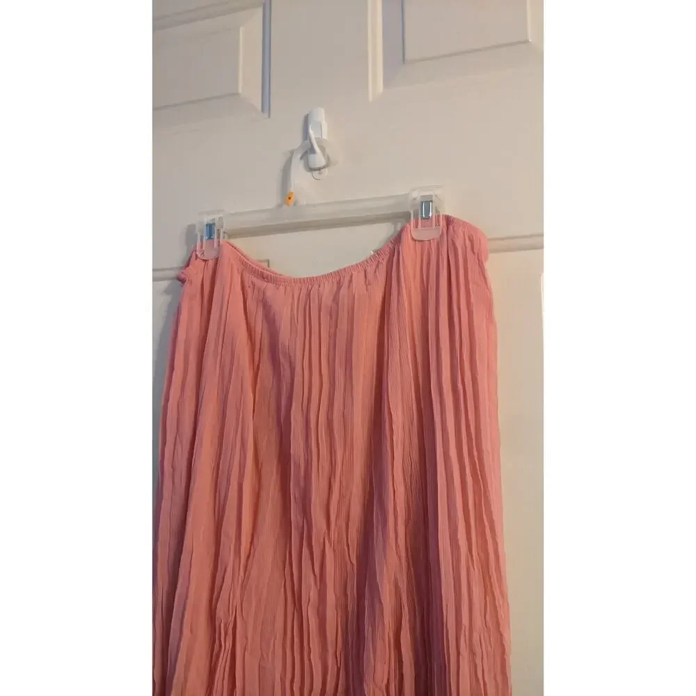 Chiffon Pink Coral Midi Skirt with Liner, Size 16 - Picture 4 of 9